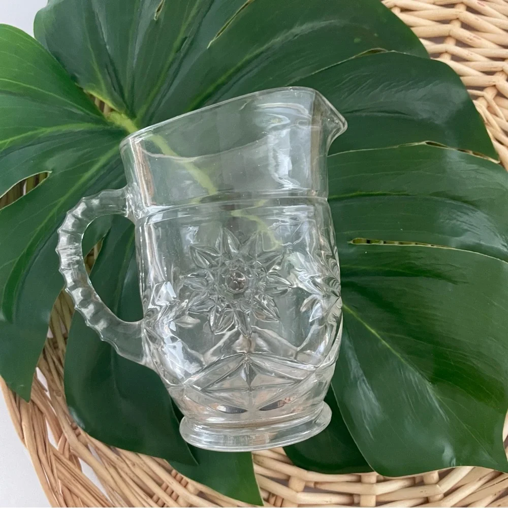 Vintage Prescut Clear Pressed Glass Small Pitcher by Anchor Hocking MCM